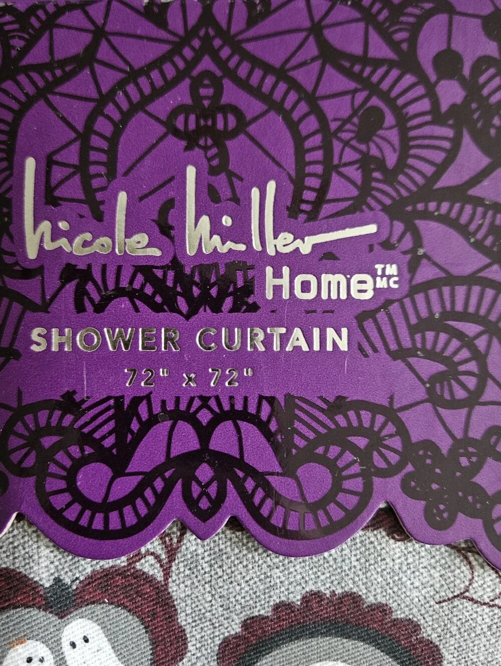 Nicole Miller Purple & Gray Ghost Portraits Shower Curtain